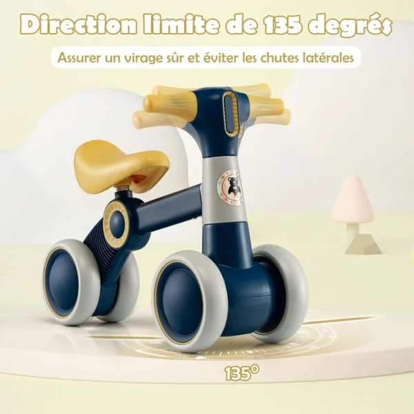 Draisienne Bébé 1-3 Ans avec 4 Roues Vélo d’Equilibre pour Enfants Cadeau Anniversaire 54 x 26 x 39 cm (L x l x H) Jaune