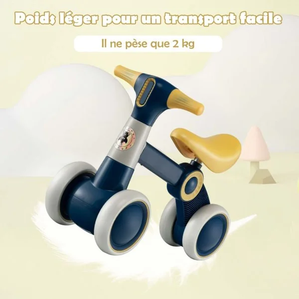 Draisienne Bébé 1-3 Ans avec 4 Roues Vélo d’Equilibre pour Enfants Cadeau Anniversaire 54 x 26 x 39 cm (L x l x H) Jaune