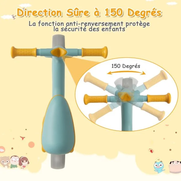 Draisienne Bébé 18-48 Mois avec Siège Réglable et Guidon Vélo Draisienne sans Pédale pour Enfants avec Roues EVA Élargies Bleu