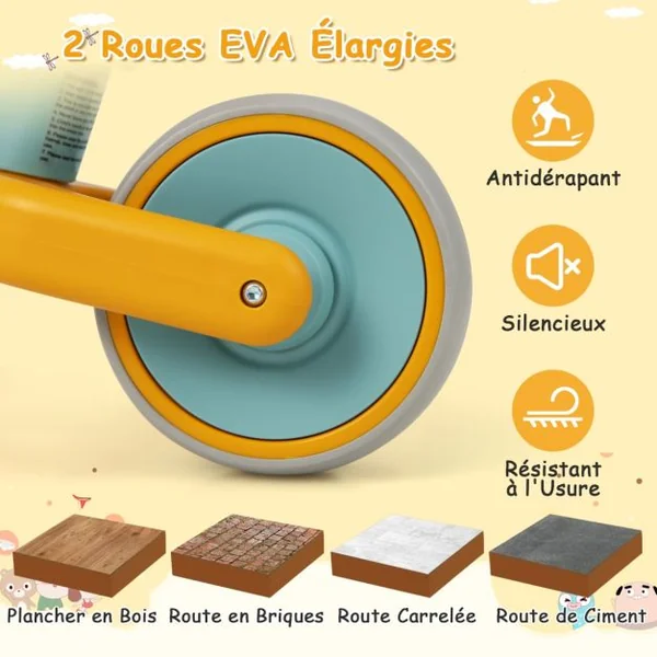 Draisienne Bébé 18-48 Mois avec Siège Réglable et Guidon Vélo Draisienne sans Pédale pour Enfants avec Roues EVA Élargies Bleu