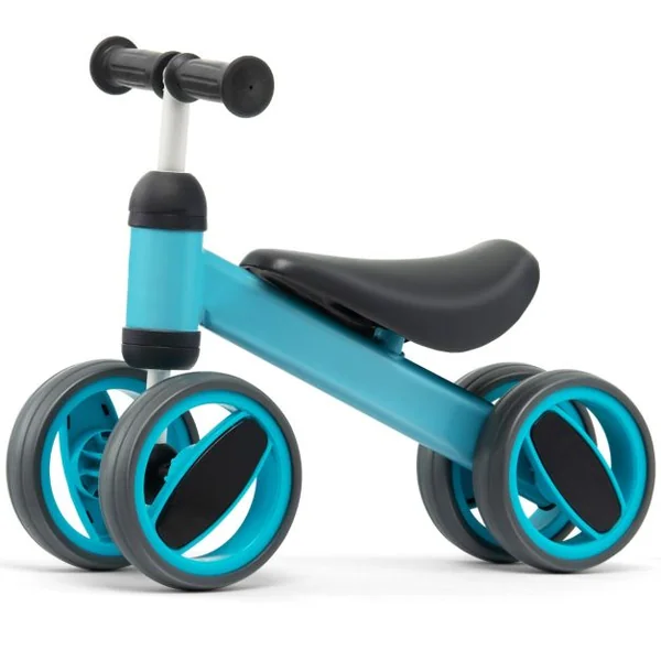 Draisienne Bébé Vélo d'Équilibre sans Pédal - 4 Roues Cadeau de Premier Anniversaire Noel pour Enfant 1 à 2 ans Bleu
