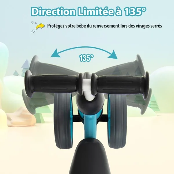 Draisienne Bébé Vélo d'Équilibre sans Pédal - 4 Roues Cadeau de Premier Anniversaire Noel pour Enfant 1 à 2 ans Bleu
