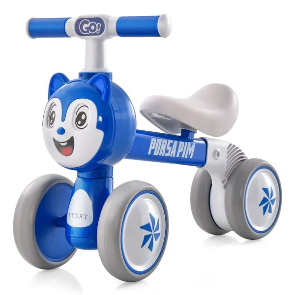 Draisienne Enfants avec 4 Roues en EVA Vélo d'équilibre Bébé sans Pédale avec Direction 135° Guidon Antidérapant Charge 25kg pour Enfants de 10 à 36 Mois Bleu