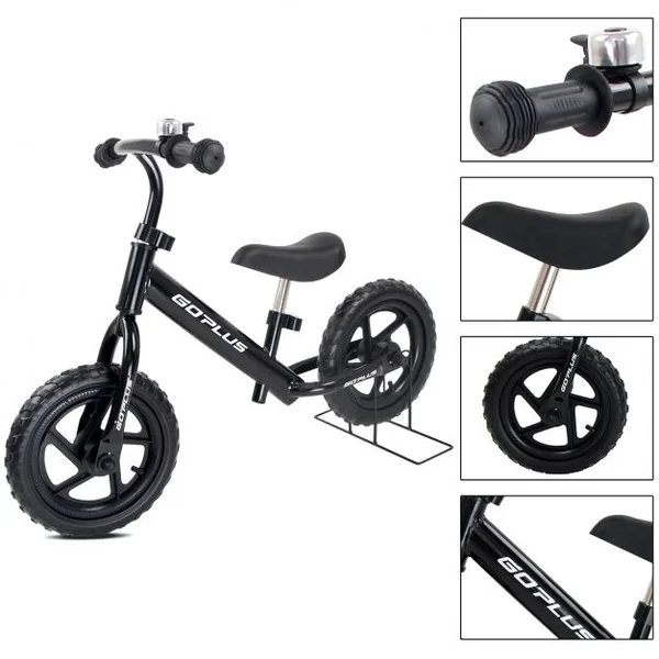 Draisienne Vélo d’Équilibre Enfant 3-6 Ans Sans Pédales avec Sonnette Capacité 50 kg, 87x44x58,5cm, Noir
