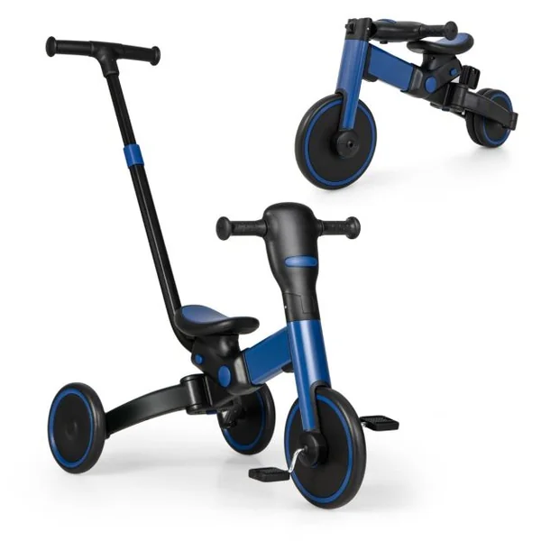 Draisiennes Tricycle pour Enfants 4 en 1 Pliable Poignée de Poussée Réglable Pédales Amovibles pour 18 Mois à 6 ans Rose