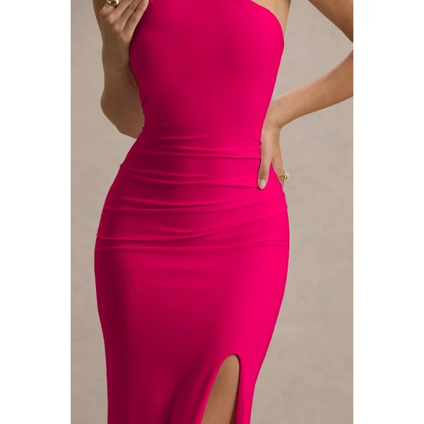 Dressing Up | Robe longue rose vif une épaule avec détail de dos ouvert