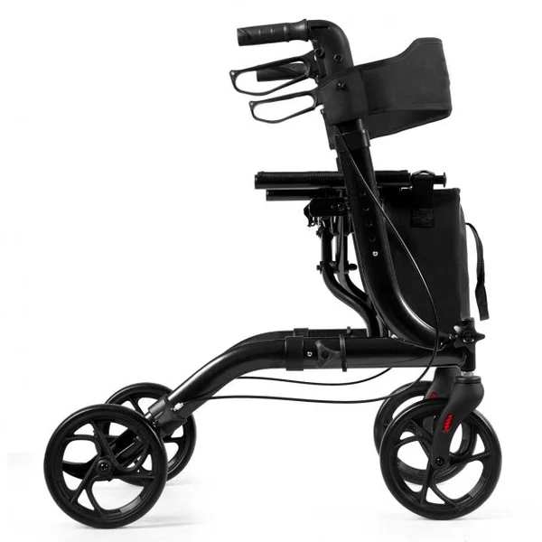 Déambulateur à 4 Roues Pliable avec Frein en Aluminium Hauteur Réglable 82-94,5cm Charge Max.135KG Noir