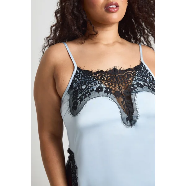 Débardeur En Satin Grande Taille Avec Finitions En Dentelle
