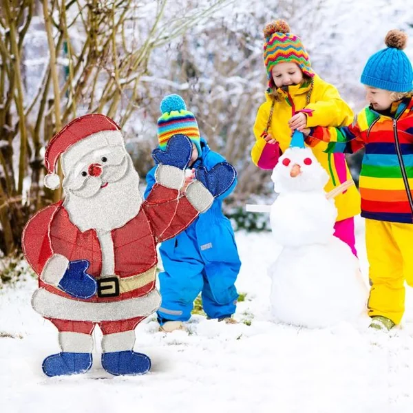Décoration de Noël Éclairée de Père Noël Figurine de Père Noël de 125 cm avec Bras Mobiles 6 Modes d'Éclairage 381 Lumières LED Intérieure/Extérieure
