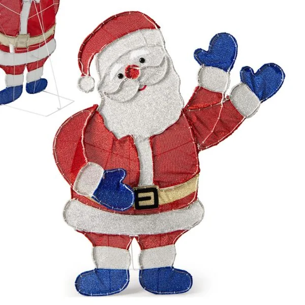 Décoration de Noël Éclairée de Père Noël Figurine de Père Noël de 125 cm avec Bras Mobiles 6 Modes d'Éclairage 381 Lumières LED Intérieure/Extérieure