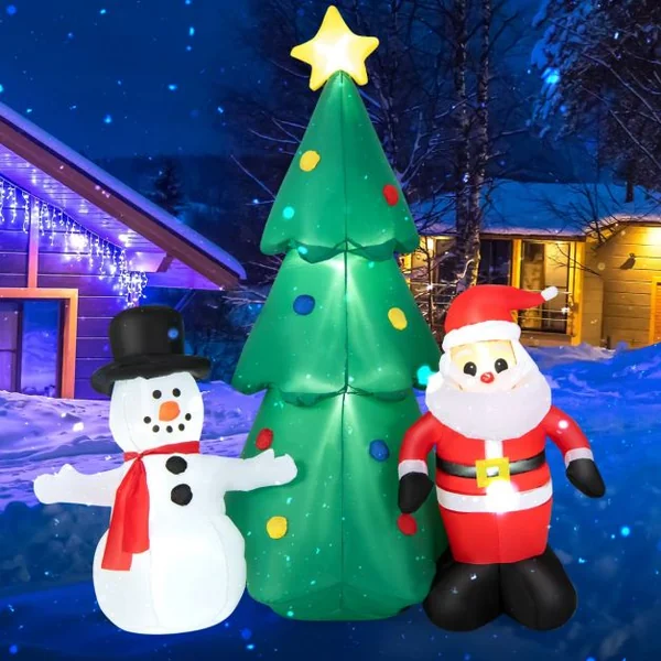 Décorations Gonflables de Noël de 180 CM Ensemble de Décoration de Noël Imperméable Décoration Gonflable avec Lumières LED