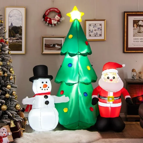 Décorations Gonflables de Noël de 180 CM Ensemble de Décoration de Noël Imperméable Décoration Gonflable avec Lumières LED