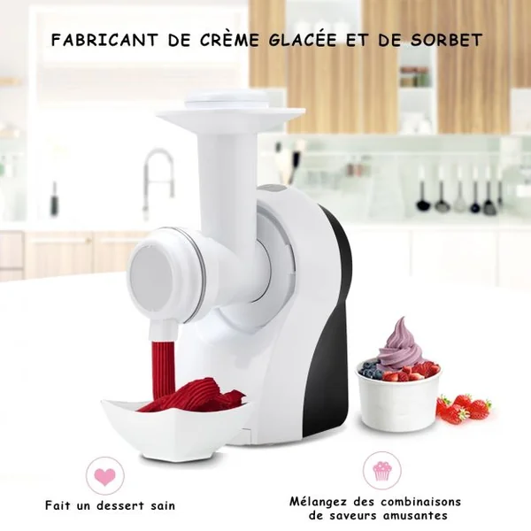 Découpe Légumes Électrique 150W Fonction 3 en 1 découpe mélangeur avec 5 lames Acier Inoxydable, 18x13x26cm, Noir&Blanc
