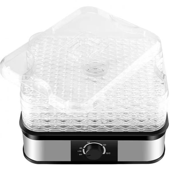 Déshydrateur Alimentaire 245W avec 5 Plateaux Transparents Empilables Température de 40°C à 70°C Sans BPA 32x24x22,5cm