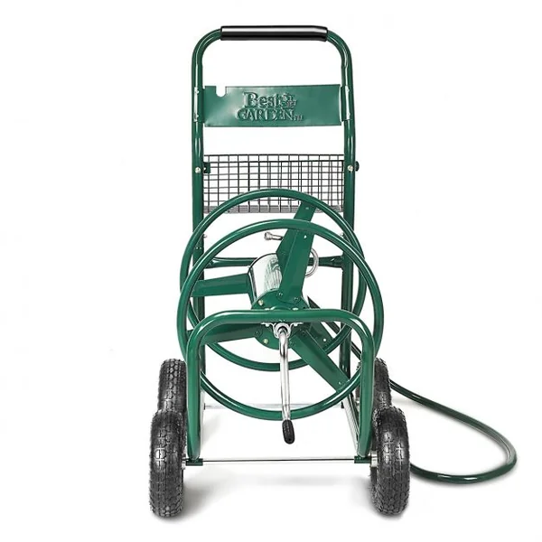 Dévidoir de Tuyau d’Arrosage avec 4 Roulettes Chariot pour 1.7m de Tuyau d’Arrosage Panier, 95x62x113cm, Vert