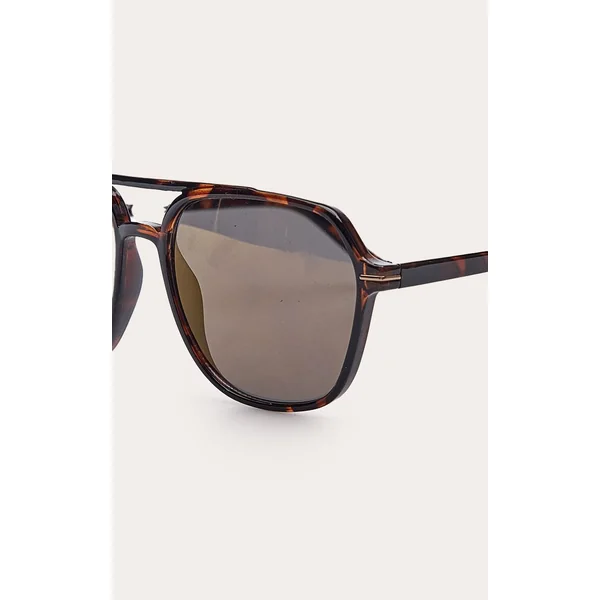 Ecaille Lunettes De Soleil Aviateur À Monture Écaille Et Verres Jaunes
