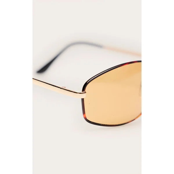 Ecaille Lunettes De Soleil À Monture Métallique Et Verres Marron