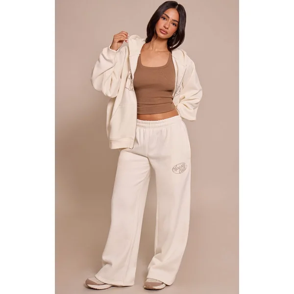 Ecru Pantalon De Jogging Droit En Molleton De Coton Sports Club Petite