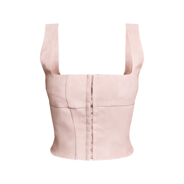 Ecru Top Court Ajusté En Synthétiquecuir Petite