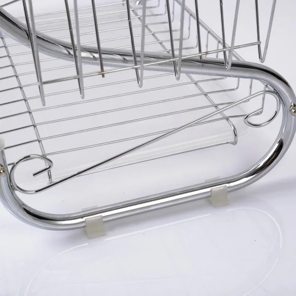 Egouttoir à Vaisselle en Acier Inoxydable Double Niveau pour Tasses Verres et Couverts, 40.5x25x37.5 cm, Argent