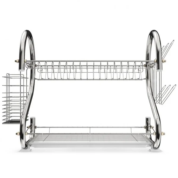 Egouttoir à Vaisselle à 2 Niveaux Inclus de Porte-baguettes Porte-verres 44,5 x 25,5 x 39,5cm