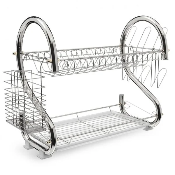 Egouttoir à Vaisselle à 2 Niveaux Inclus de Porte-baguettes Porte-verres 44,5 x 25,5 x 39,5cm