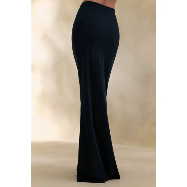 Elaria | Jupe longue marron en satin