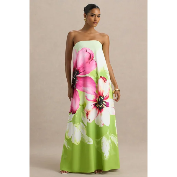 Ellery | Robe longue bandeau à imprimé floral citron vert