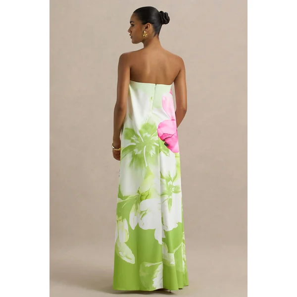 Ellery | Robe longue bandeau à imprimé floral citron vert