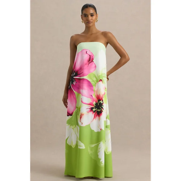 Ellery | Robe longue bandeau à imprimé floral citron vert