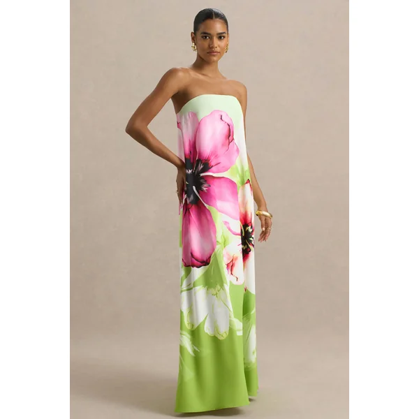 Ellery | Robe longue bandeau à imprimé floral citron vert