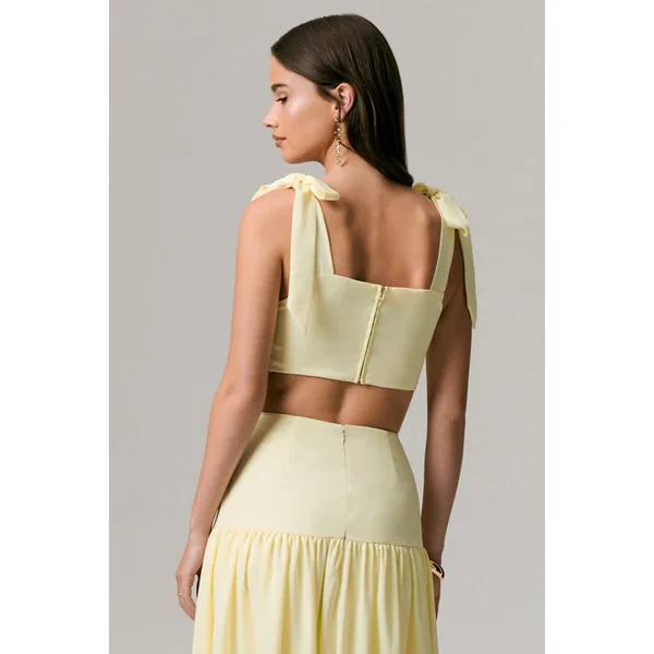 Elodie | Crop top citron à bretelles nouées