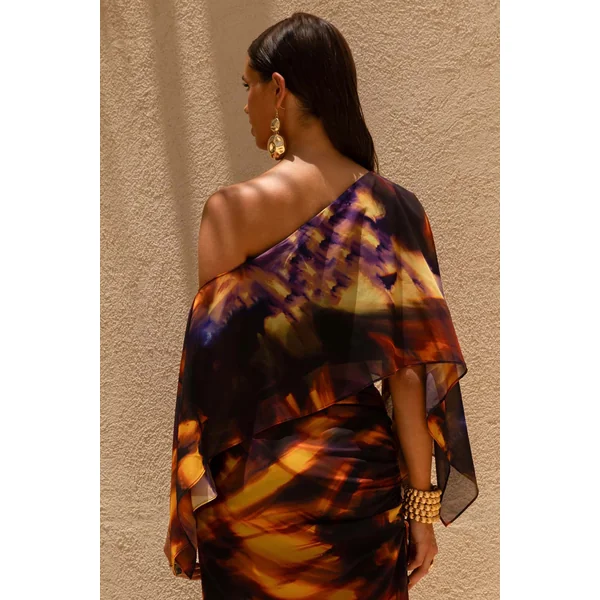 Elysia | Crop top asymétrique à imprimé fumée