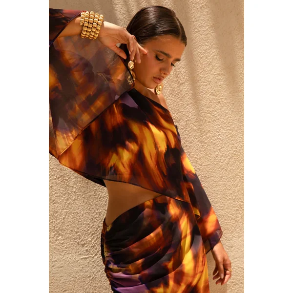 Elysia | Crop top asymétrique à imprimé fumée