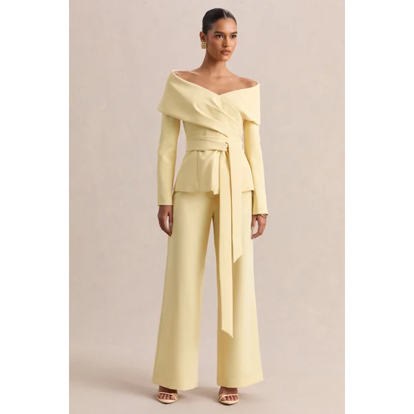 Empress | Top tailleur citron à encolure bardot