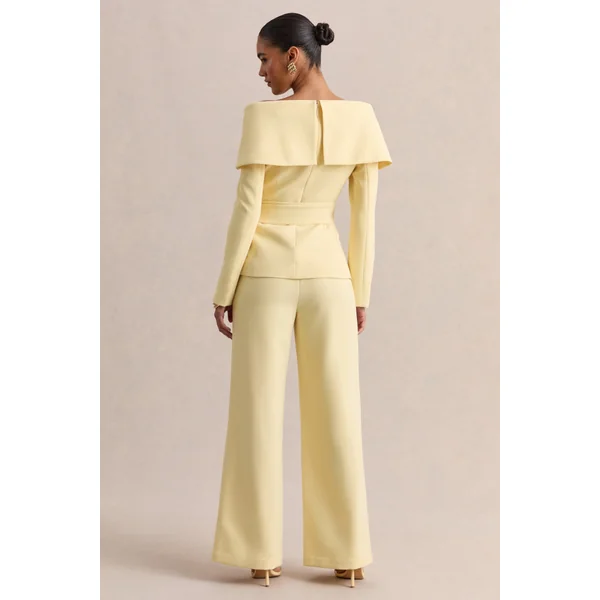 Empress | Top tailleur citron à encolure bardot