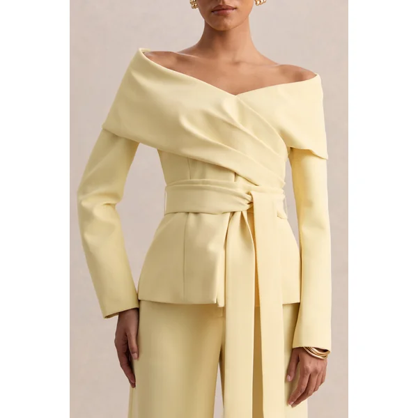 Empress | Top tailleur citron à encolure bardot