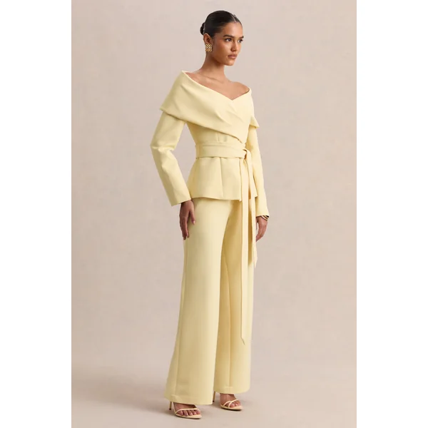 Empress | Top tailleur citron à encolure bardot