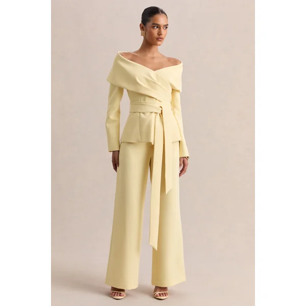 Empress | Top tailleur citron à encolure bardot