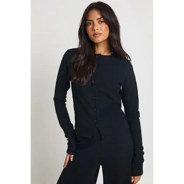Ensemble Coordonné Haut Manches Longues Côtelé Boutonné Et Pantalon Large Pour Grandes Tailles