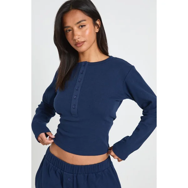 Ensemble Coordonné Petite Haut Col Rond Boutonné Et Pantalon En Coton