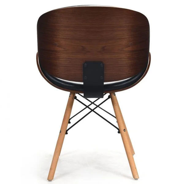 Ensemble de 2 Chaises de Salle à Manger Incurvées en Bois Cuir Pu Éponge Plastique 515x41x77cm Noir et Noyer
