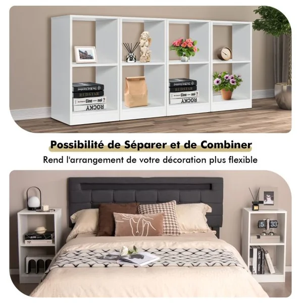 Ensemble de Bibliothèque à 2 Niveau, Étagère Autoportante, Étagère Bibliothèque, Salon, Bureau, Entrée 38 x 33 x 72,5 cm
