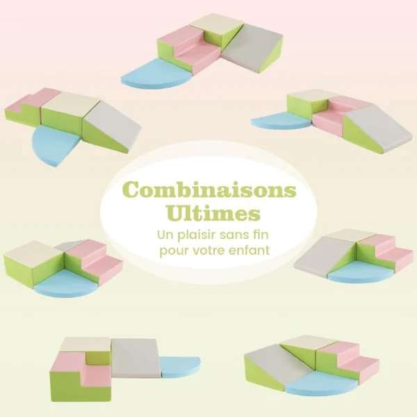 Ensemble de Blocs en Mousse pour Grimper et Ramper pour Bébé Ensemble de Blocs de Construction Doux 8 Couleurs au Choix