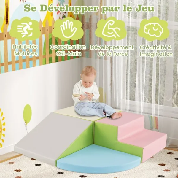 Ensemble de Blocs en Mousse pour Grimper et Ramper pour Bébé Ensemble de Blocs de Construction Doux 8 Couleurs au Choix