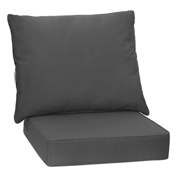 Ensemble de Coussins de Meubles de Terrasse Coussins de Chaise d'Extérieur avec Sangles en Corde Antidérapantes Coussin de Siège Epais Gris