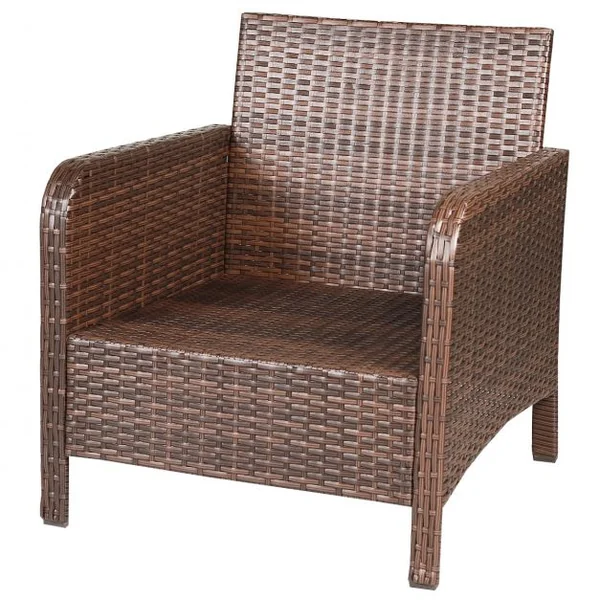 Ensemble de Dalon de Jardin en Résine Tressée Table en Verre avec 2 Fauteuils 2 Ottomans avec Coussins Café