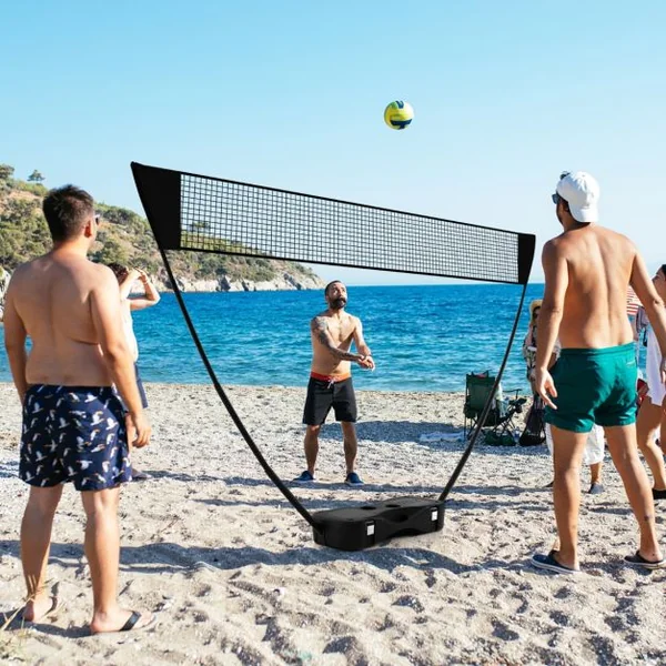 Ensemble de Filet et Raquettes de Badminton Ensemble de Badminton Portable 2 Volants Filet Premium 2 Raquettes Boîte de Rangement Jeu Noir