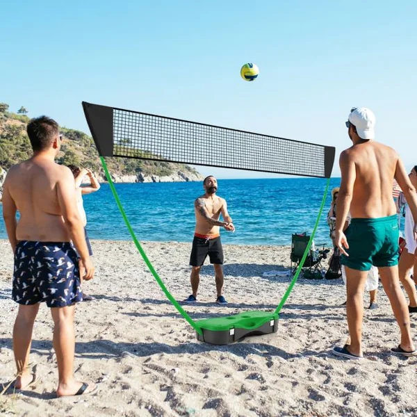 Ensemble de Filet et Raquettes de Badminton Ensemble de Badminton Portable 2 Volants Filet Premium 2 Raquettes Boîte de Rangement Jeu Vert