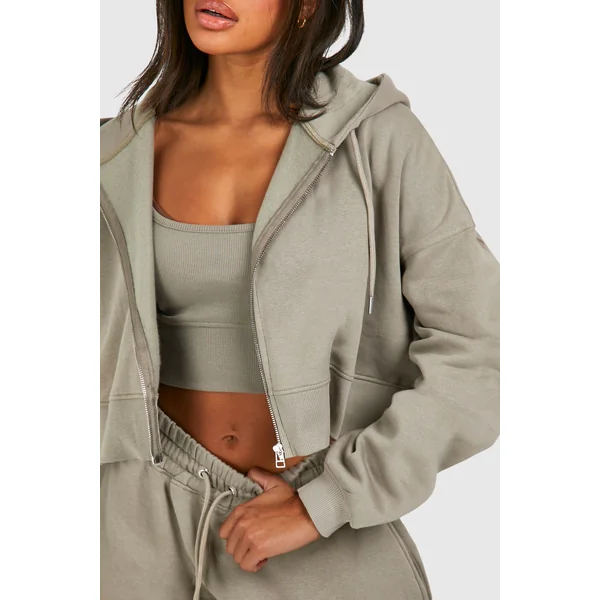 Ensemble De Jogging À Casynthétiqueche 3 Pièces Avec Crop Top À Ourlet Profond